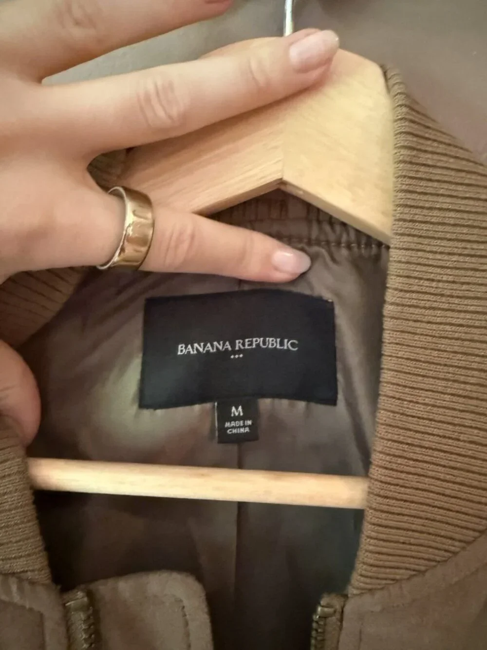 Banana Republic Tan Vegan Suede Bomber Jacket M